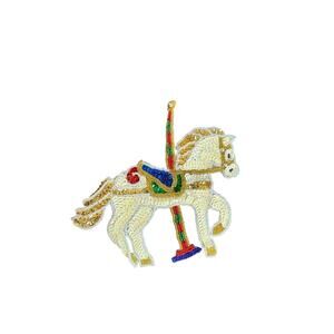 vintage 90s holiday pony carousel- applique patch- crafting- decor- clothing